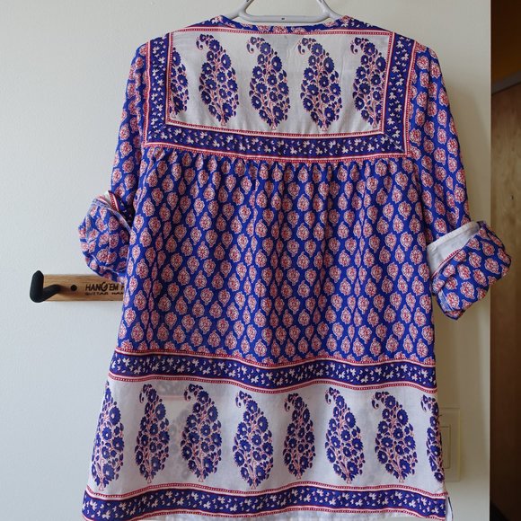 Top Mixed Paisley Print Red White Blue 0 2 4 XS - Picture 11 of 14